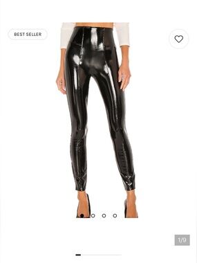 SPANX Glossy Faux Patent Leather High-Rise Leggings in Black